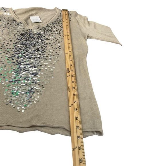 Joan Vass Tan Sequin Long Sleeve Blouse - Picture 8 of 8